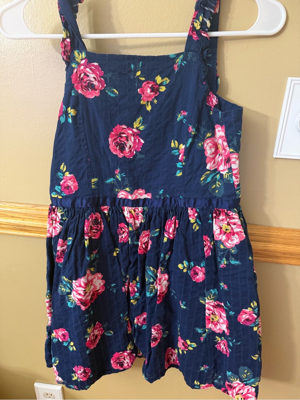 Zunie Navy Floral Dress with Pink Rose Print